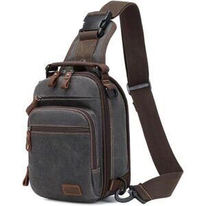 Waxed canvas sling bag crossbody chest bag water resistant shoulder daypack men